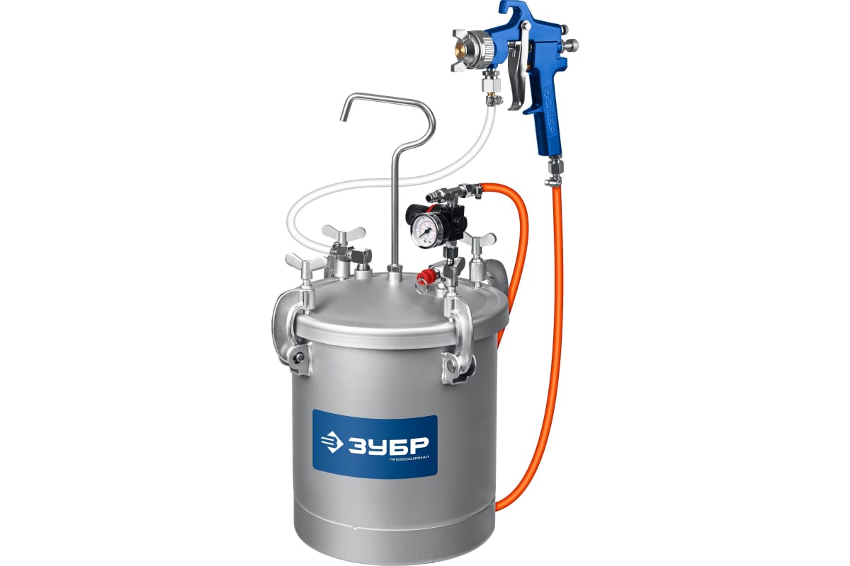 Бак красконагнетательный с краскораспылителем KNB-10, 10 л, ЗУБР Профессионал