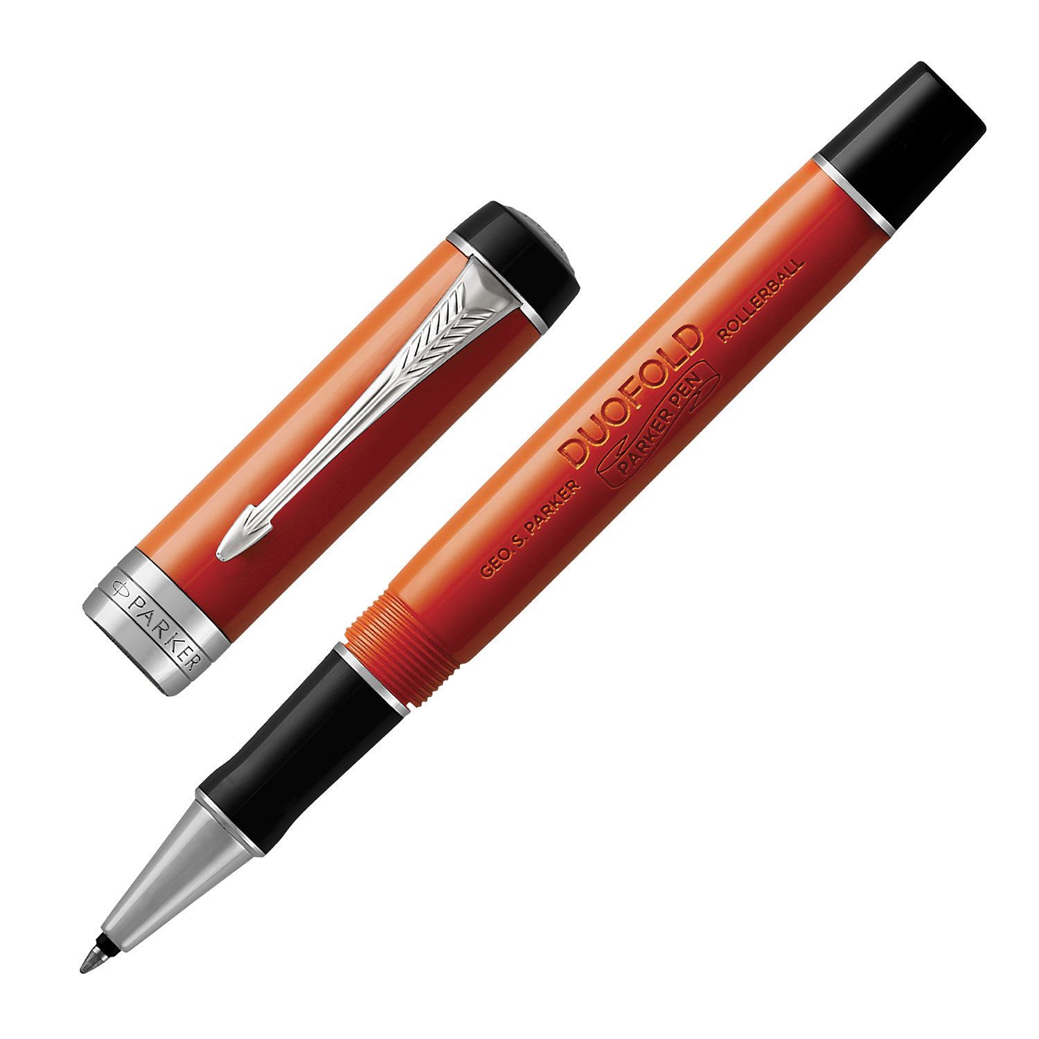 Ручка-роллер PARKER "Duofold Classic Big Red Vintage CT", корпус красный, палладиевые детали, черная, 1931379