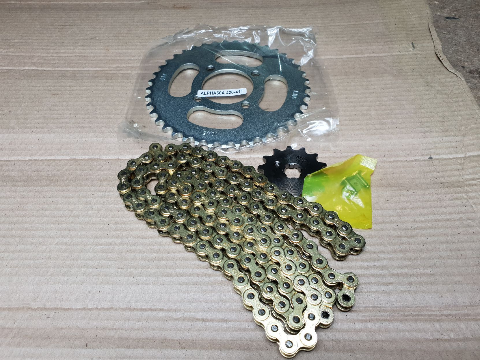 Комплект (приводная цепь+звезды) 420-120L/420-14/420-41 KMC Альфа/дельта