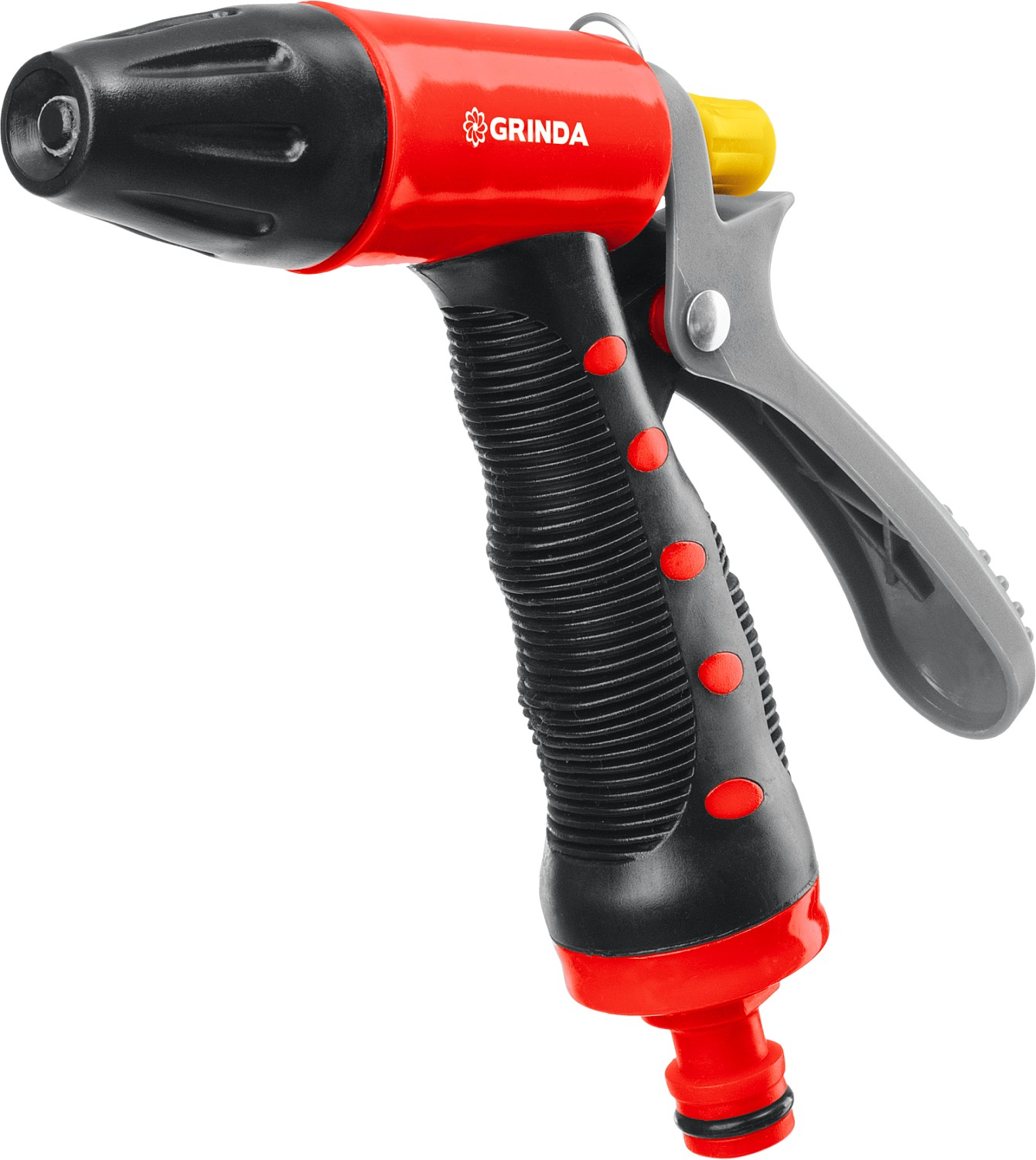 Пистолет поливочный, пластиковый, плавная регулировка, курок сзади, с TPR GRINDA T-R