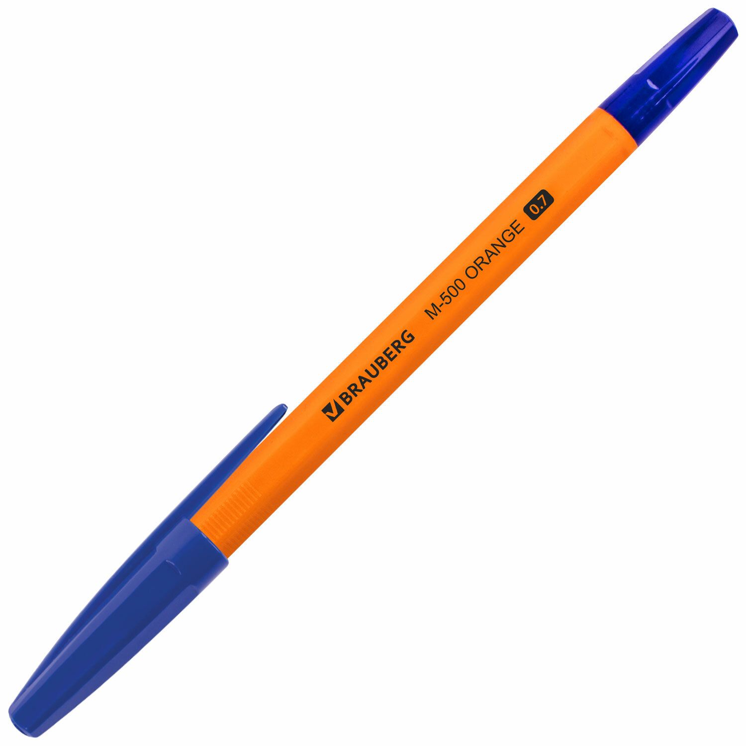 Ручка шариковая BRAUBERG "M-500 ORANGE", СИНЯЯ, корпус оранжевый, узел 0,7 мм, линия письма 0,35 мм, 143448
