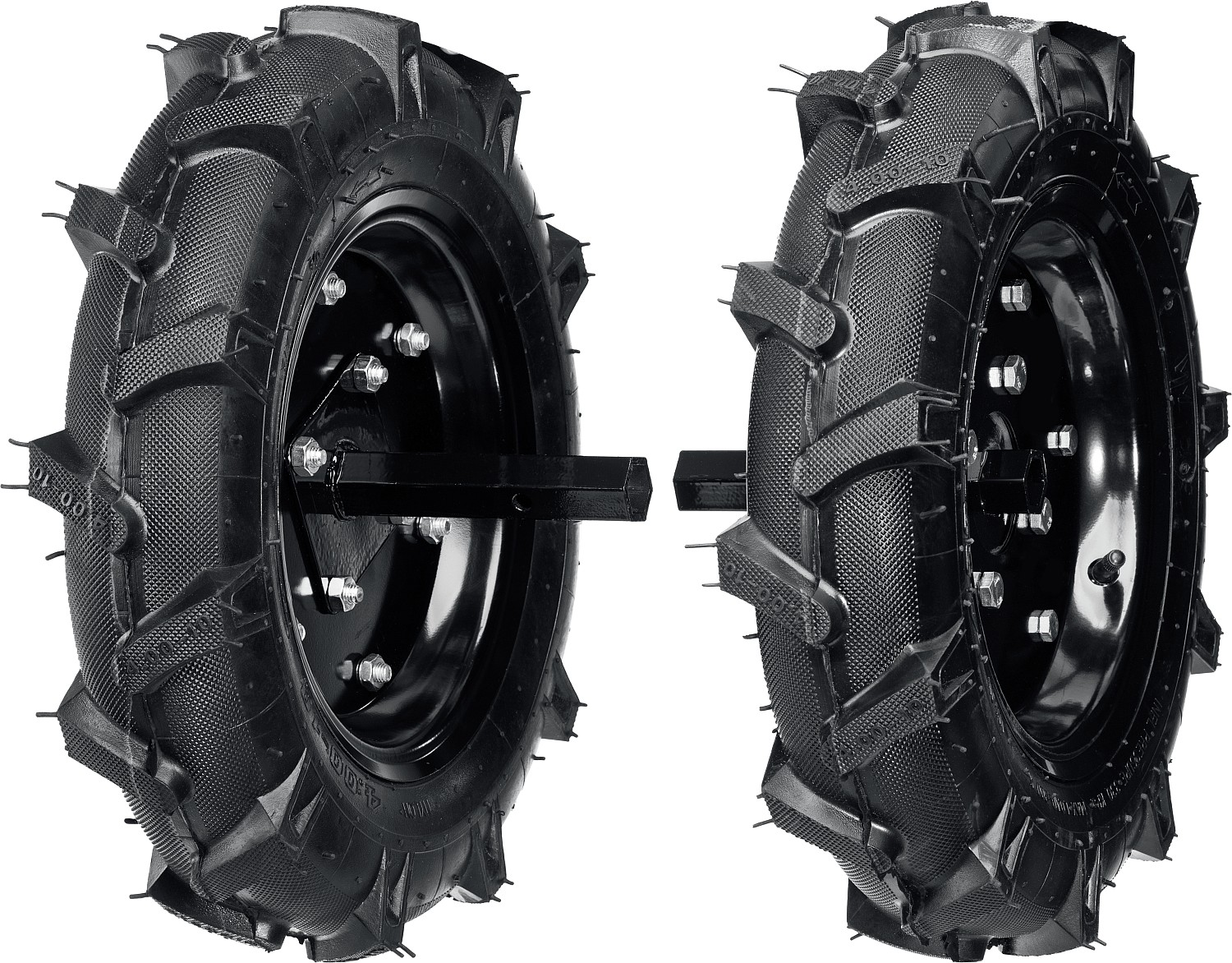 Пневматические колеса с осями для мотоблоков STEHER 4.00-10, 2 шт.