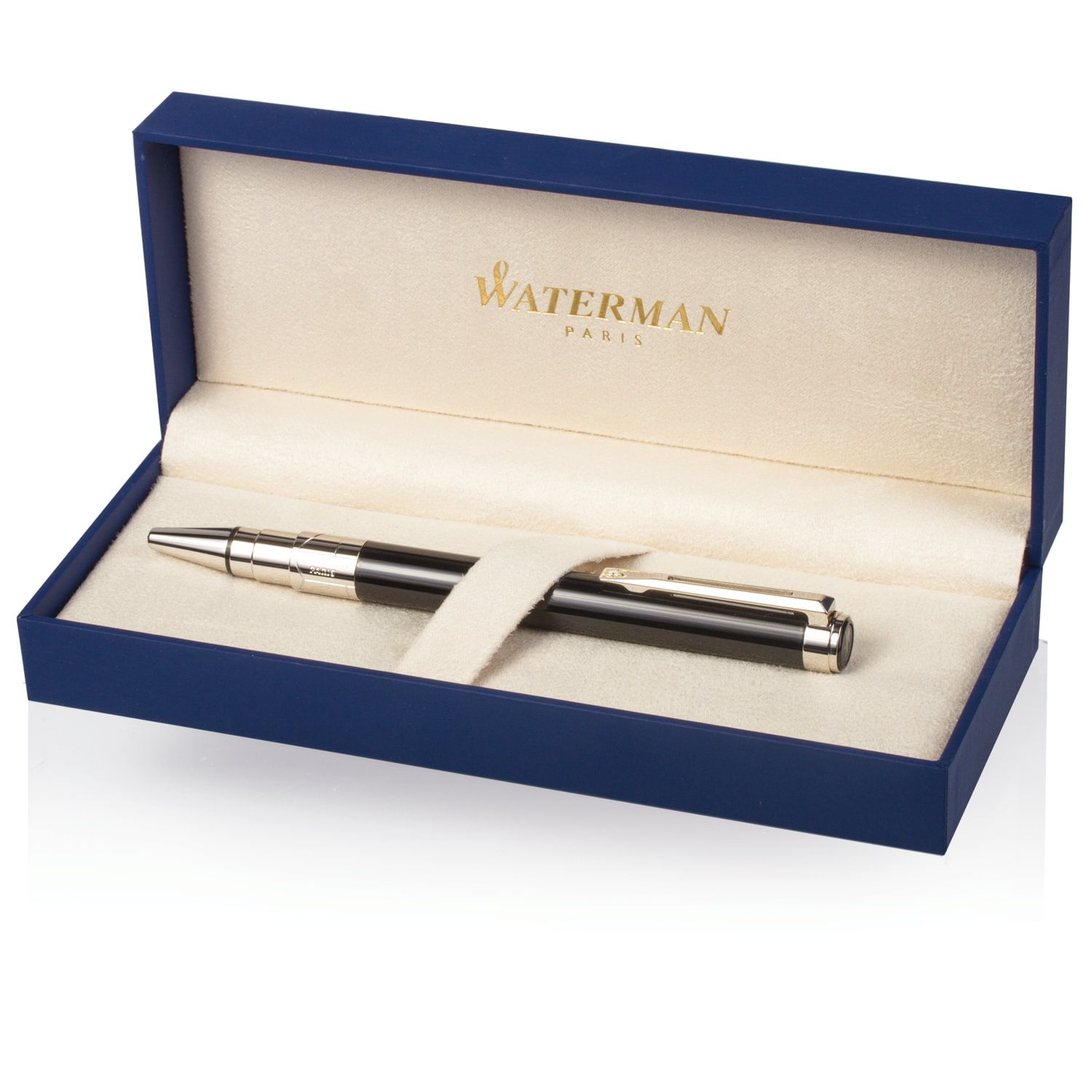 Ручка подарочная шариковая WATERMAN "Perspective Black CT", черный лак, никеле-палладиевое покрытие деталей, синяя, S0830760