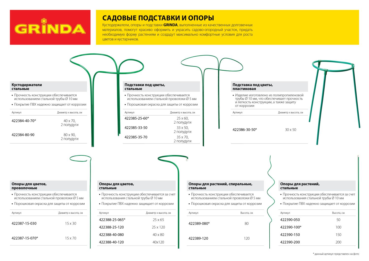 Кустодержатель, d=40х70см, полудуги, 2шт GRINDA