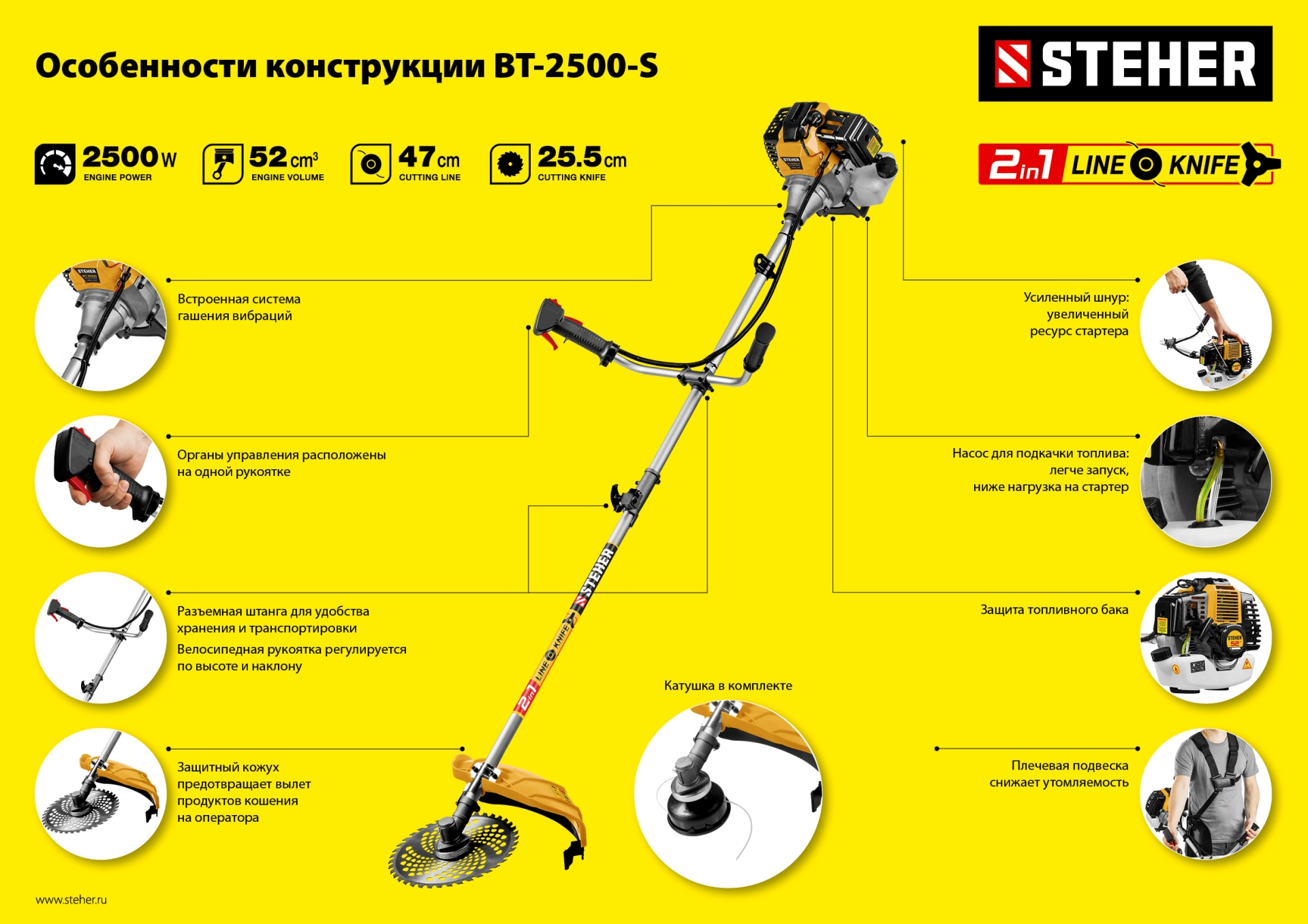 Триммер бензиновый STEHER BT-2500