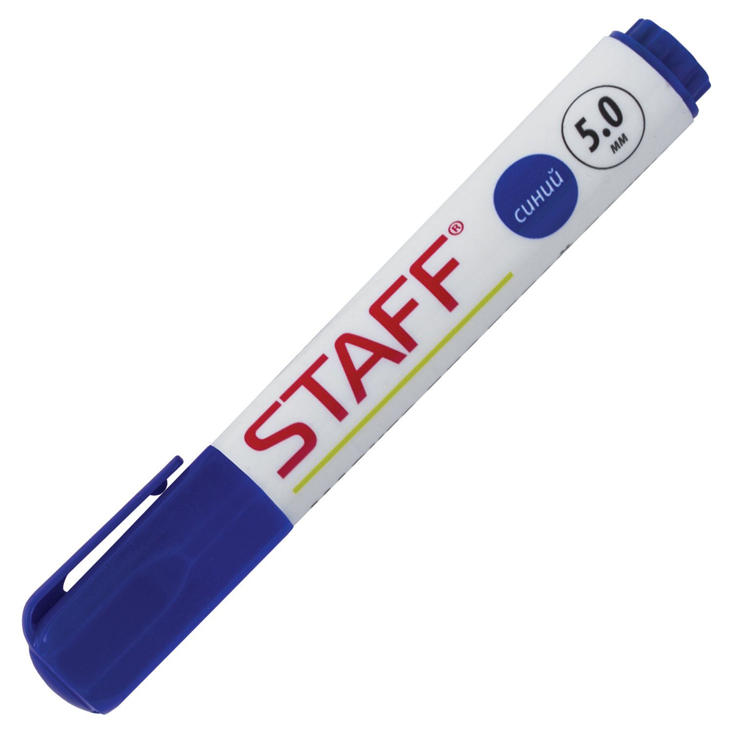 Маркер стираемый для белой доски СИНИЙ, STAFF "Manager", 5 мм, с клипом, 151492