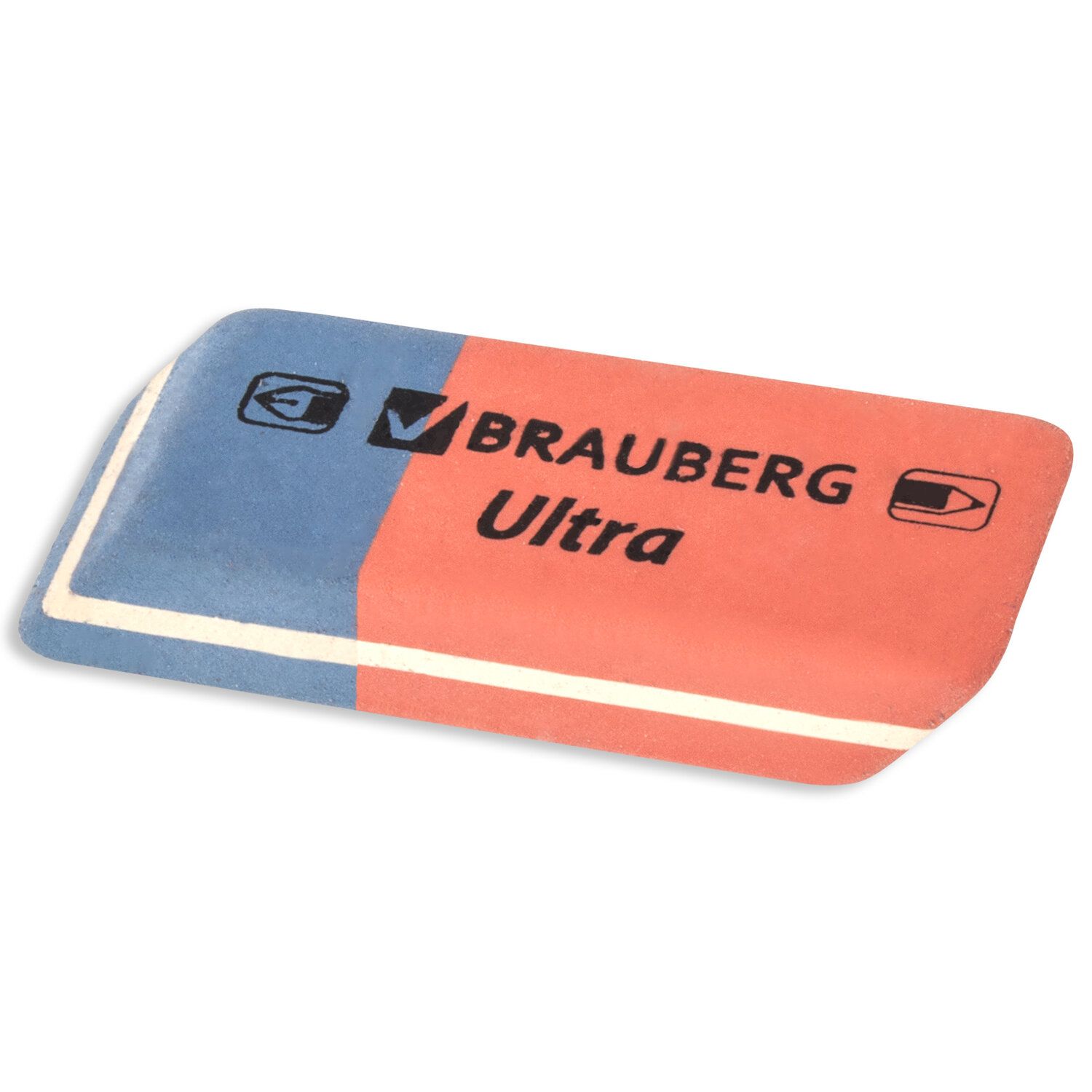 Ластик BRAUBERG "Ultra", 42х14х8 мм, красно-синий, натуральный каучук, 228708