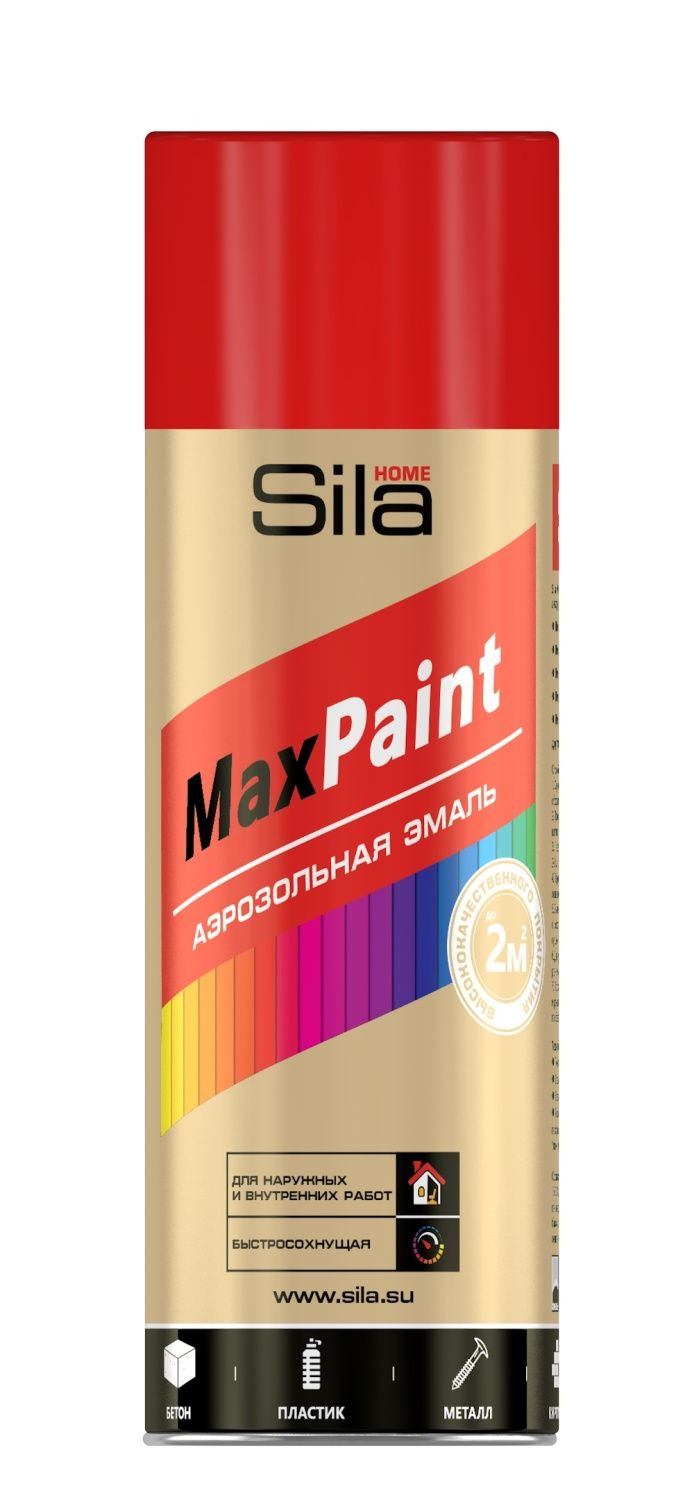Краска аэрозольная Sila HOME Max Paint, красный