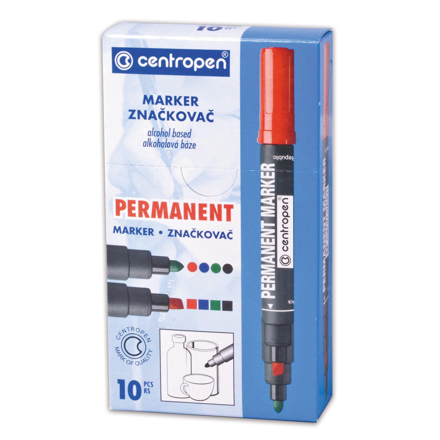 Маркер перманентный CENTROPEN 8566, СИНИЙ, круглый наконечник, 2,5 мм, 5 8566 0106