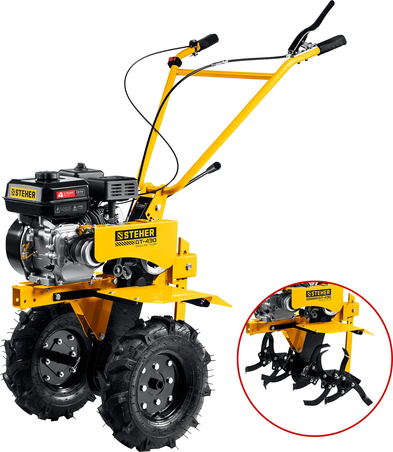 Мотоблок бензиновый с понижающей передачей STEHER, 7 л.с.