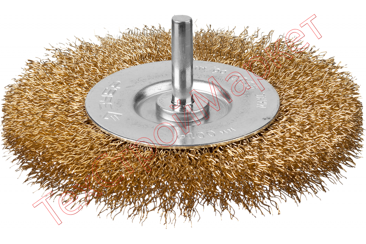 Щетка дисковая для дрели, витая латунированная стальная проволока 0,3мм, 100мм ЗУБР "ЭКСПЕРТ"