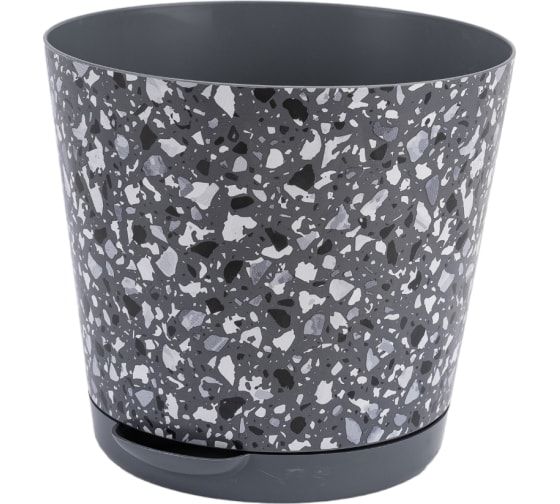 Горшок для цветов "Stone Flower" D160мм, 2л с прикорневым поливом с декором (серый)
