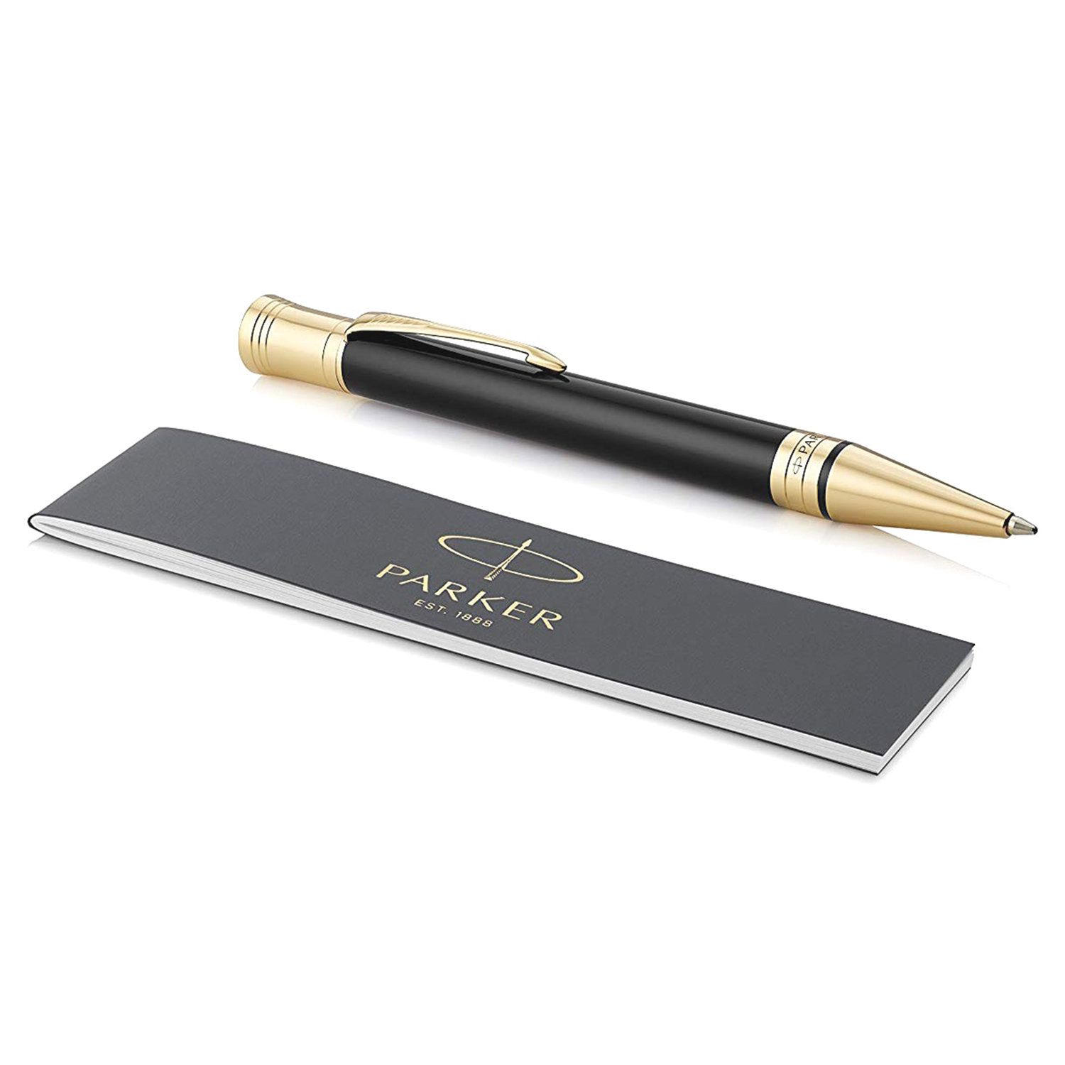 Ручка шариковая PARKER "Duofold Classic Black GT", корпус черный, позолоченные детали, черная, 1931386