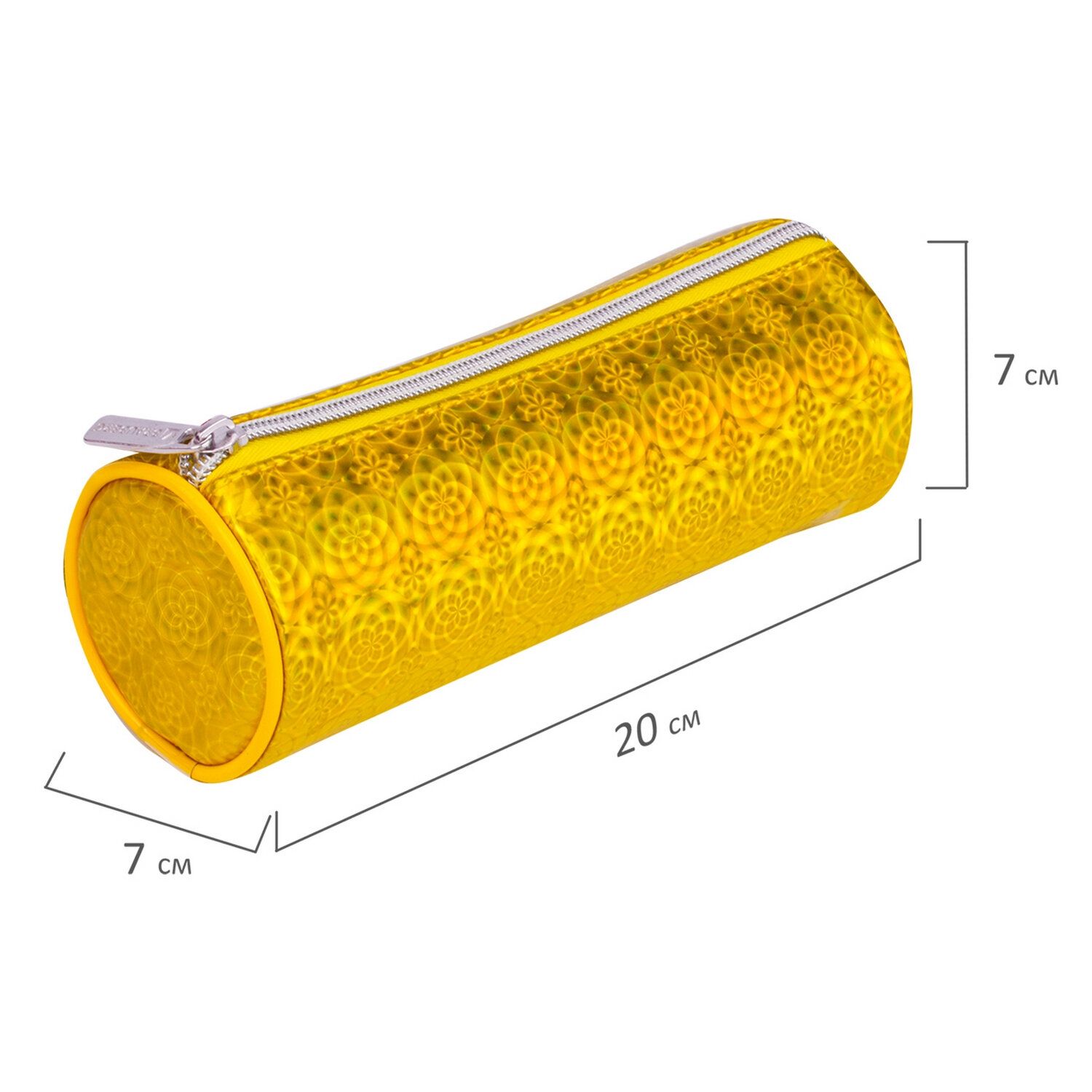 Пенал-тубус BRAUBERG, мягкий, "Glitter Gold", 20х7х7 см, 229016