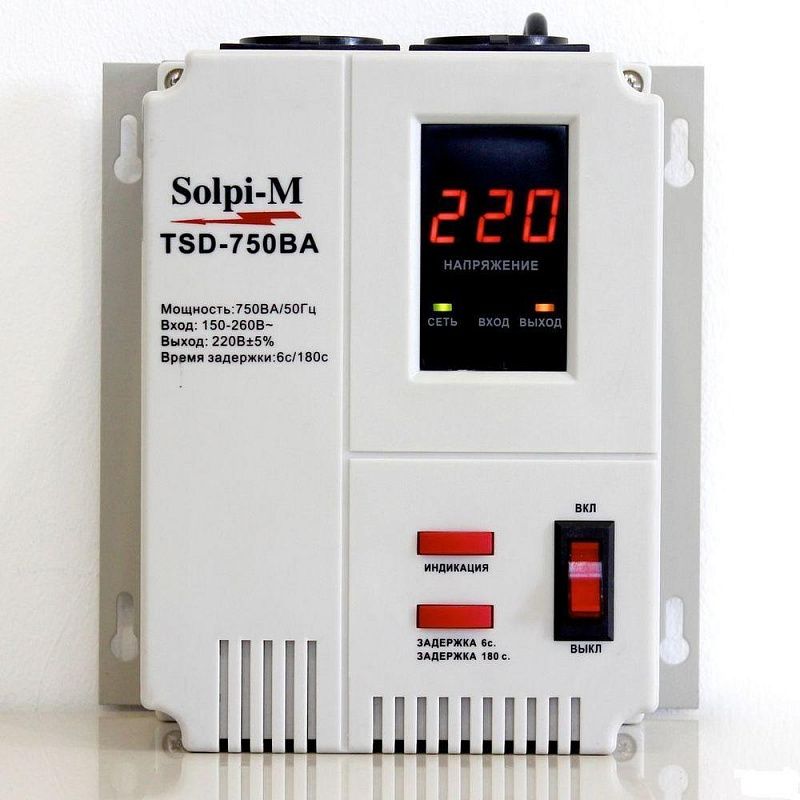 Стабилизатор напряжения релейный однофазный Solpi-M TSD-750VA