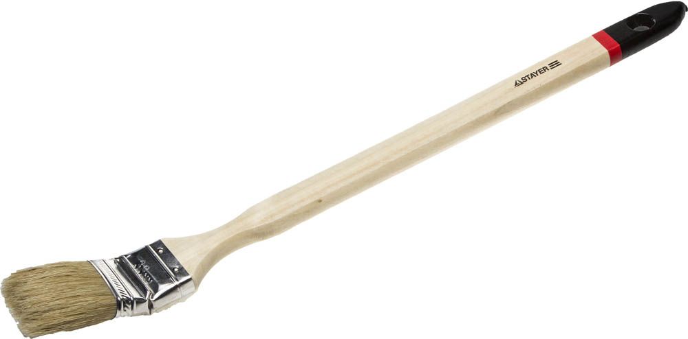 Кисть STAYER "MASTER" "Универсал" радиаторная для всех видов ЛКМ, светлая натурал щетина, деревянная ручка, 1,5"/38мм