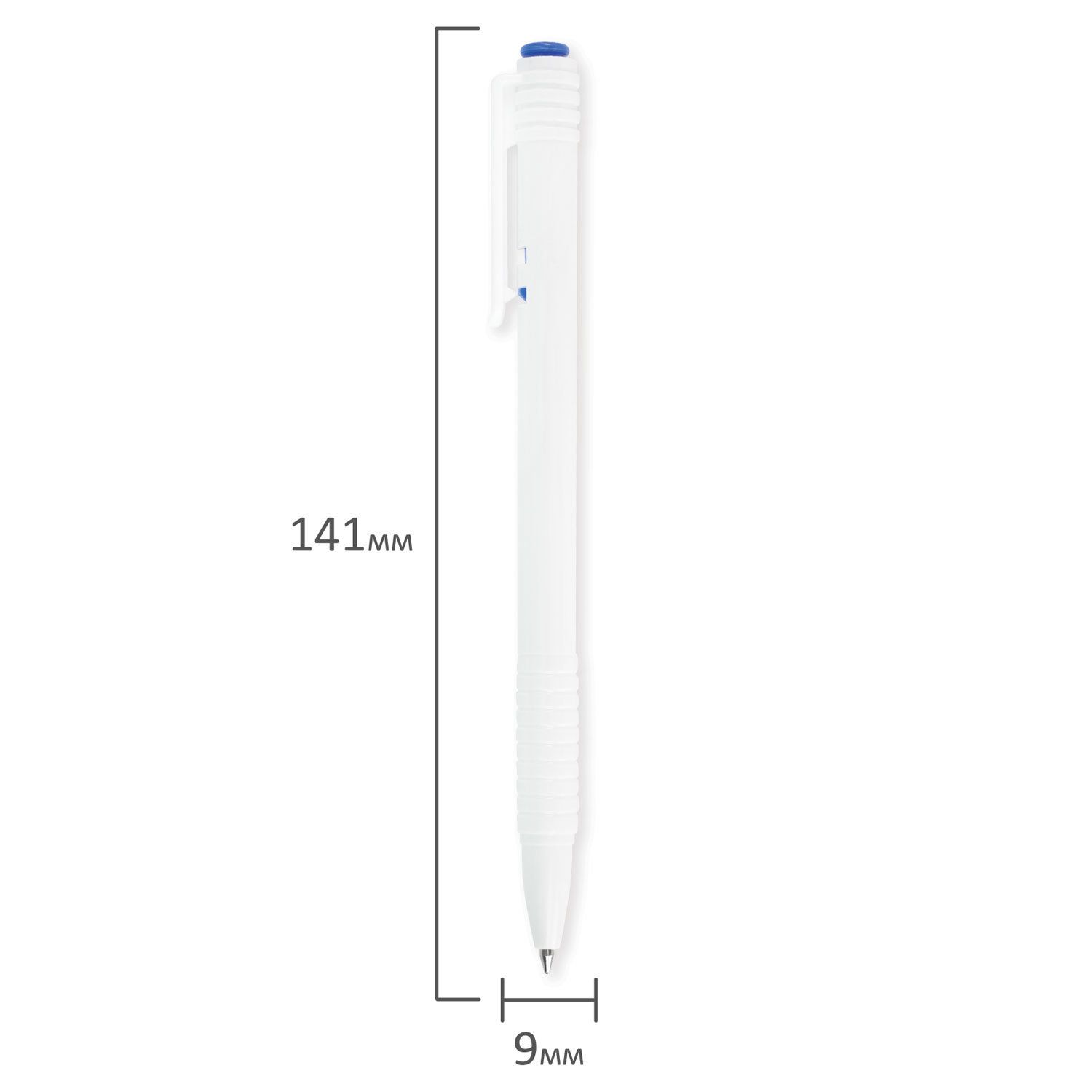 Ручка шариковая масляная автоматическая BRAUBERG "White", СИНЯЯ, корпус белый, узел 1 мм, линия письма 0,5 мм, 142713