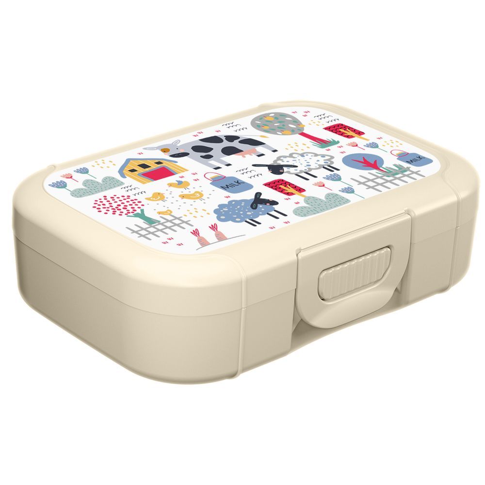 Ланч-бокс детский 0,85л с декором (светло-бежевый)