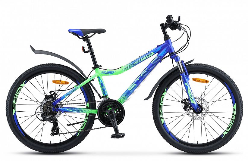 Велосипед STELS 24” Navigator-450 MD (13" Синий неоновый/Зеленый)