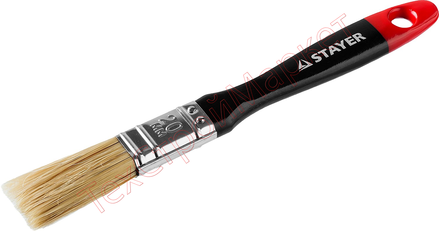 Кисть плоская STAYER "UNIVERSAL-PROFI", светлая натуральная щетина, деревянная ручка, 20мм
