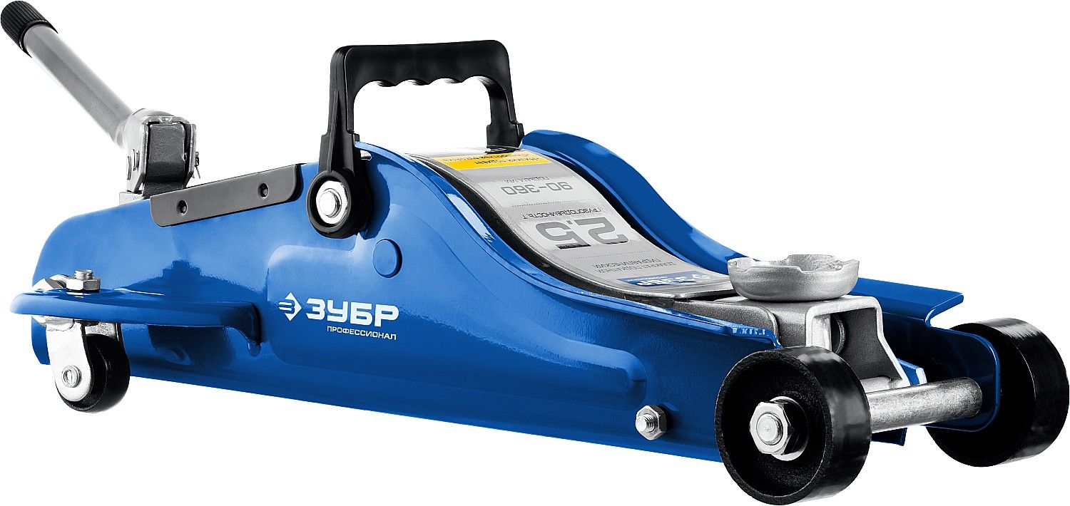 Домкрат гидравлический подкатной T65, 2,5т, 90-360мм, в кейсе, ЗУБР Профессионал 43057-2.5-K