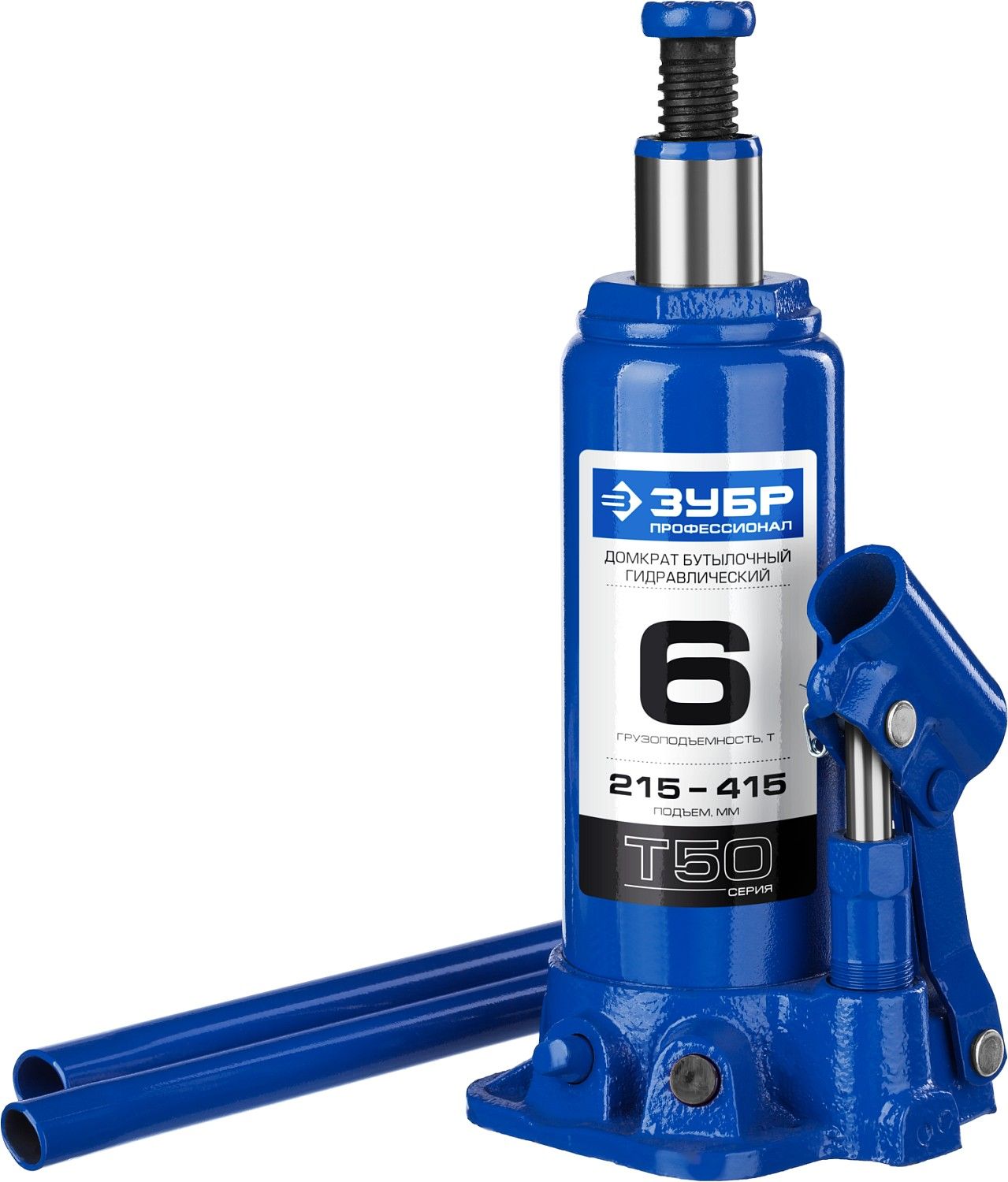 Домкрат гидравлический бутылочный T50, 6т, 215-415мм, ЗУБР Профессионал