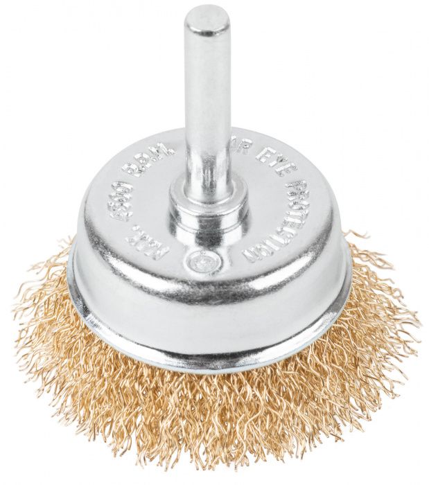 Щетка для дрели, тип "Чашка", латун. витая проволока 0,3 мм, 75 мм, блистер, CUTOP Profi
