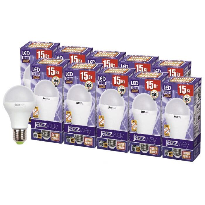 лампа, 2 шт. лампа led 20вт е27 4000k (pled-sp-а65) jazzway. лампа jazzway. упаковка светодиодных ламп 10 шт jazzway pled-eco 4000k, e14, r50, 5вт. лампа led 5вт е14 230в 5000к (pled-sp r39) jazzway.