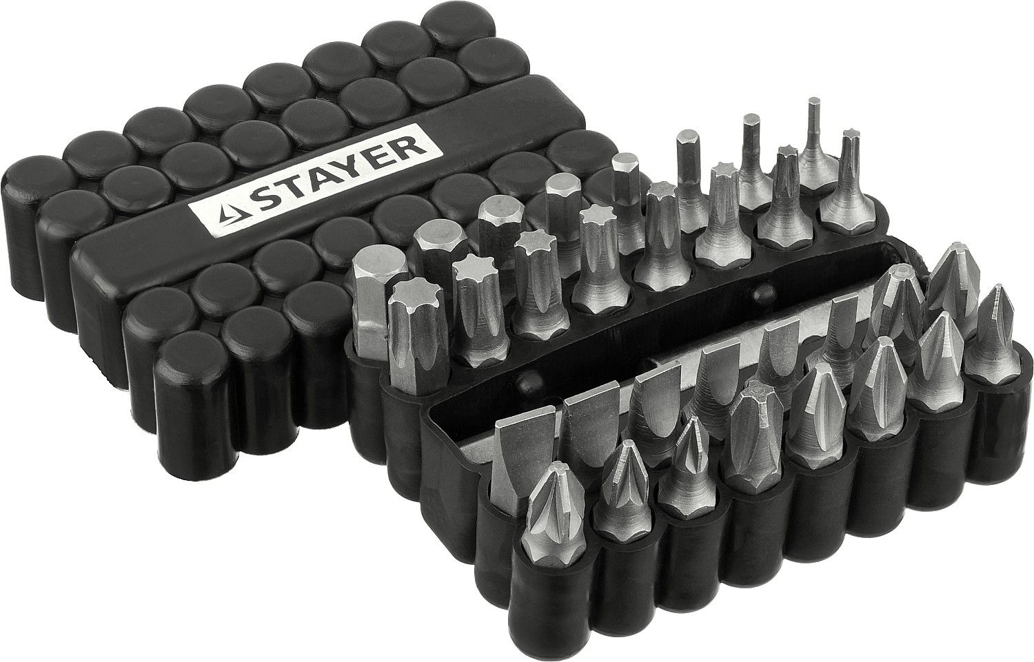 Набор бит Cr-V, с магнитным адаптером, в ударопрочном держателе, 33 предмета STAYER "MASTER"