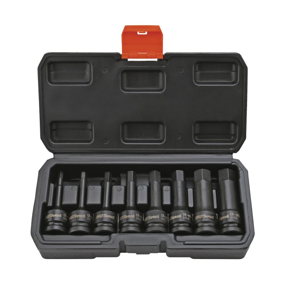 Набор головок ударных 1/2 HEX L-78 мм. H6-H19 8 предметов ."AUTOVIRAZH" AV-724408