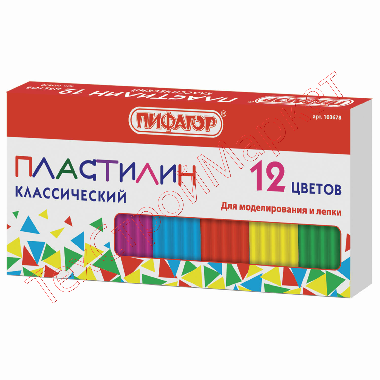 Пластилин классический ПИФАГОР, 12 цветов, 120 г, картонная упаковка, 103678