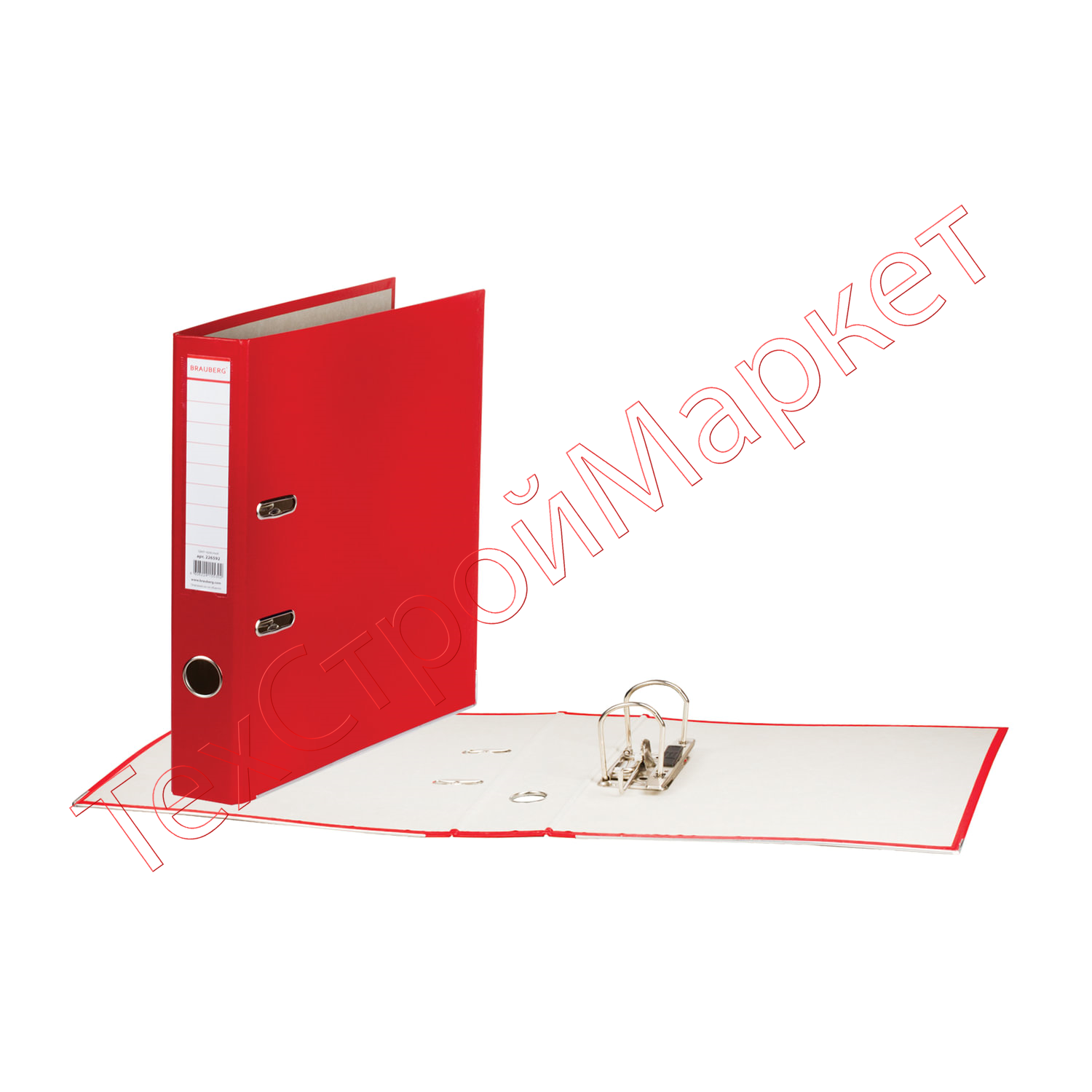Папка-регистратор, покрытие пластик, 50 мм, ПРОЧНАЯ, с уголком, BRAUBERG, красная, 226592